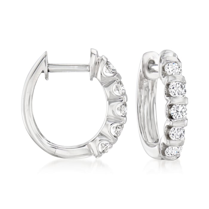 .50 ct. t.w. Diamond Huggie Hoop Earrings in 14kt White Gold