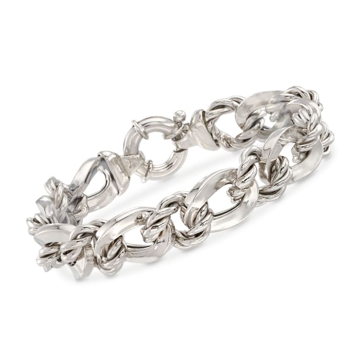 Italian Sterling Silver Twisted and Curb-Link Bracelet