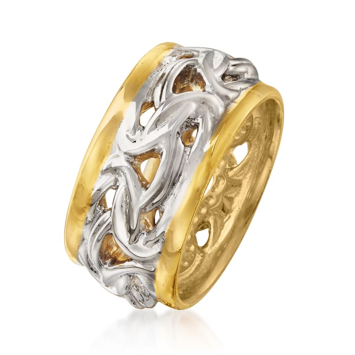 Italian Two-Tone Sterling Silver Byzantine Ring | Ross-Simons