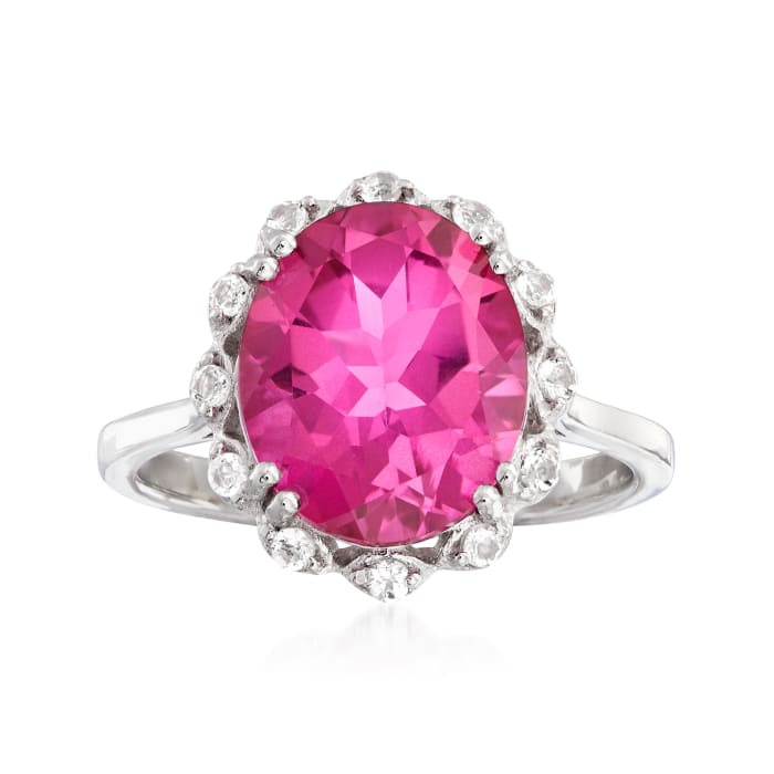 5.95 ct. t.w. Pink and White Topaz Ring in Sterling Silver