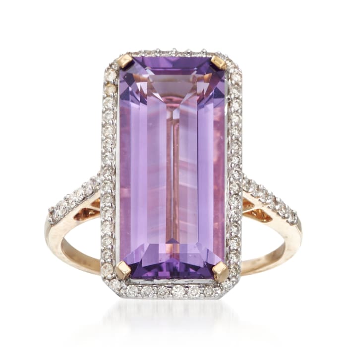 7.00 Carat Amethyst and .45 ct. t.w. Diamond Ring in 14kt Yellow Gold ...