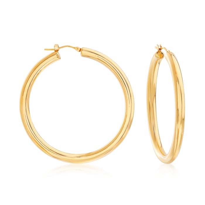 Italian Andiamo Hoop Earrings in 14kt Yellow Gold Over Resin