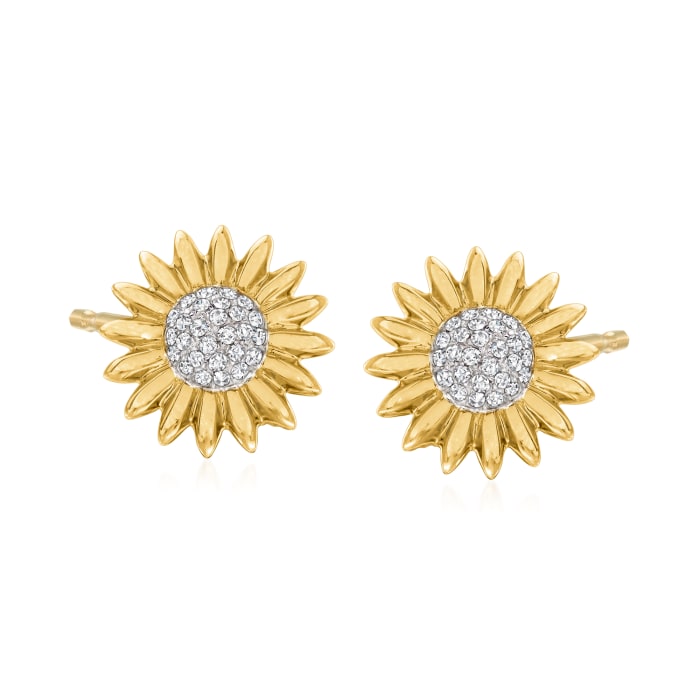 .22 ct. t.w. Diamond Flower Earrings in 14kt Yellow Gold