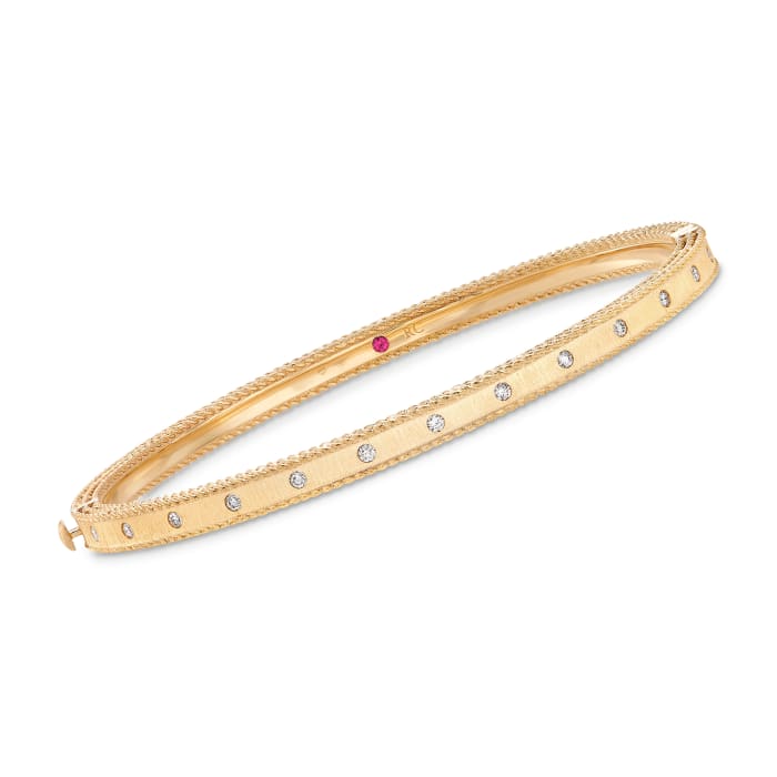 Roberto Coin &quot;Symphony&quot; Princess .17 ct. t.w. Diamond-Studded Bangle Bracelet in 18kt Yellow Gold