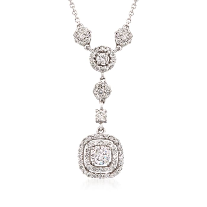 .87 ct. t.w. Diamond Drop Necklace in 14kt White Gold