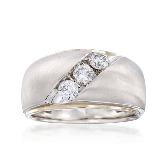 Men's .75 ct. t.w. Channel-Set Diamond Ring in 14kt White Gold