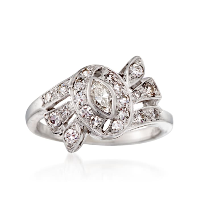 C. 1950 Vintage .55 ct. t.w. Diamond Swirl Ring in 14kt White Gold