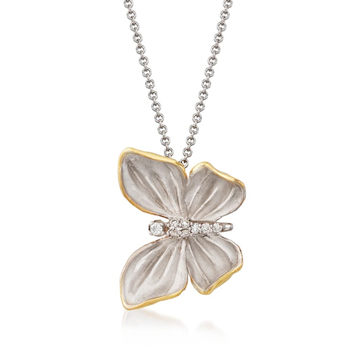 Simon G. 18kt Two-Tone Gold Butterfly Necklace with Diamond Accents