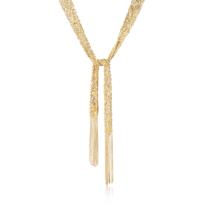 Italian 18kt Gold Over Sterling Silver Mesh Tie Necklace