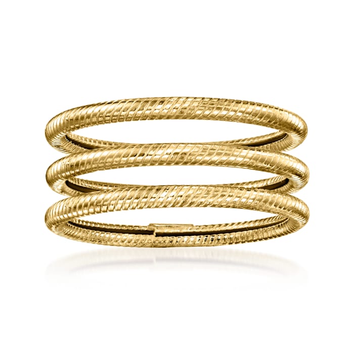 18kt Yellow Gold Jewelry Set: Three Roped Rings