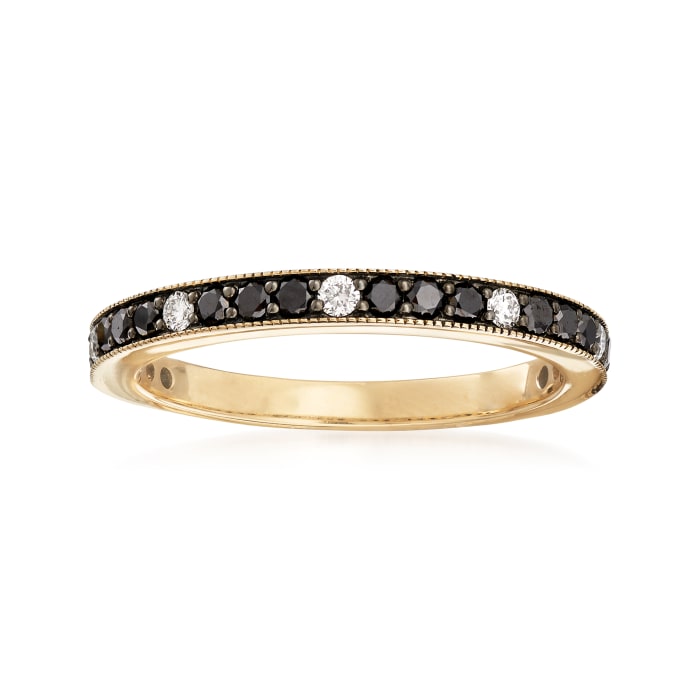 .47 ct. t.w. Black and White Diamond Ring in 14kt Yellow Gold
