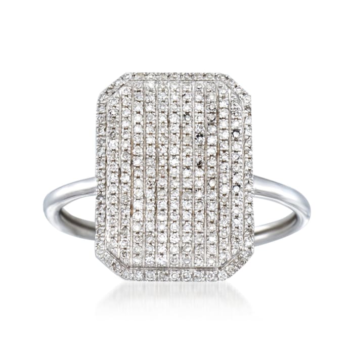 .33 ct. t.w. Pave Diamond Rectangle Ring in 14kt White Gold