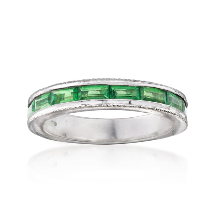 C. 1990 Vintage 2.20 ct. t.w. Green Garnet Ring in 14kt White Gold