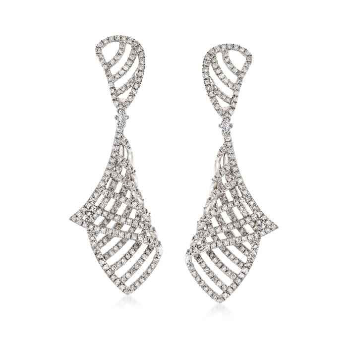 1.45 ct. t.w. Diamond Geometric Drop Earrings in 14kt White Gold 