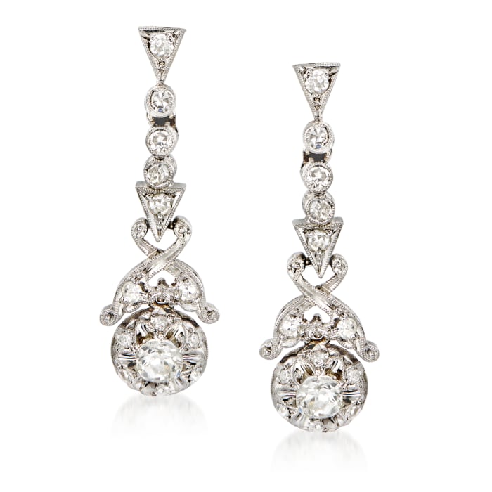 C. 1950 Vintage .85 ct. t.w. Diamond Drop Earrings in Platinum
