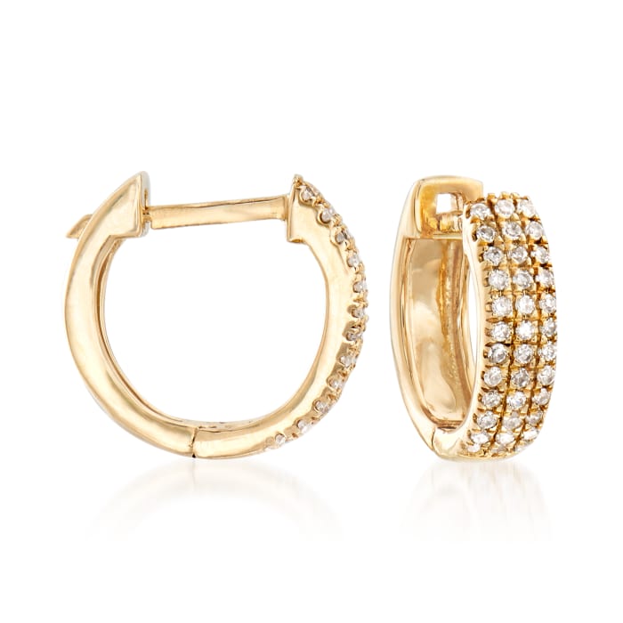 .14 ct. t.w. Diamond Huggie Hoop Earrings in 14kt Yellow Gold | Ross-Simons