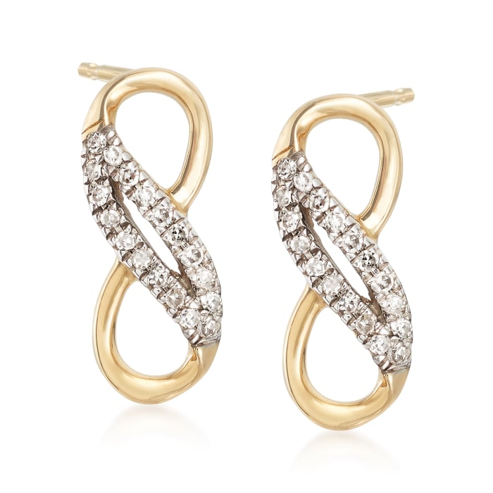 14kt Yellow Gold Infinity Symbol Drop Earrings with Diamond Accents
