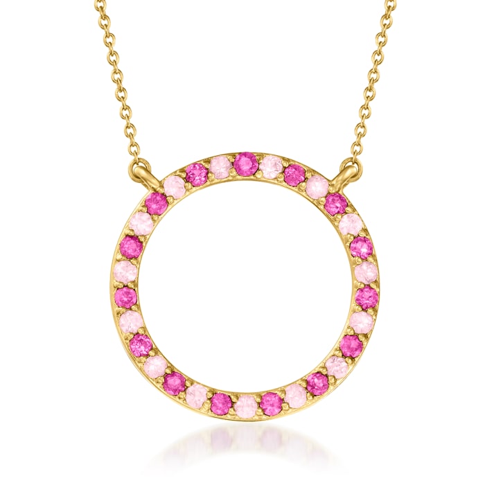 .70 ct. t.w. Rhodolite Garnet and .70 ct. t.w. Pink Sapphire Eternity Circle Necklace in 18kt Gold Over Sterling