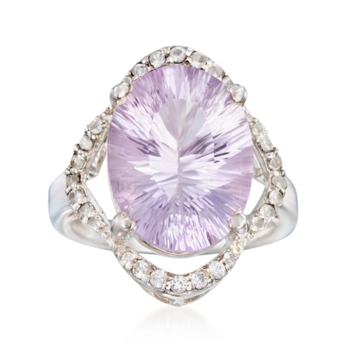 7.75 ct. t.w. Amethyst and .40 ct. t.w. White Topaz Ring in Sterling Silver