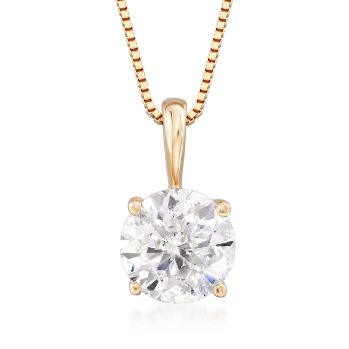 1.00 Carat Diamond Solitaire Pendant Necklace in 14kt Yellow Gold