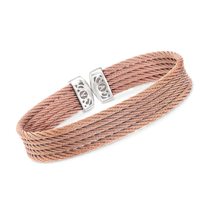 ALOR &quot;Classique&quot; Rose Multi-Strand Stainless Steel Cable Cuff