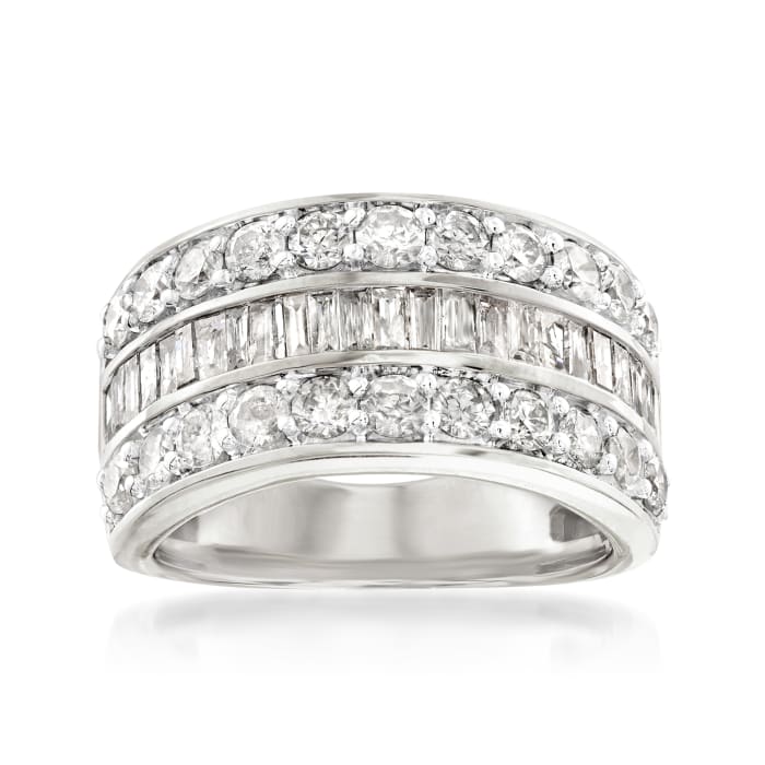 2.00 ct. t.w. Round and Baguette Diamond Ring in Sterling Silver