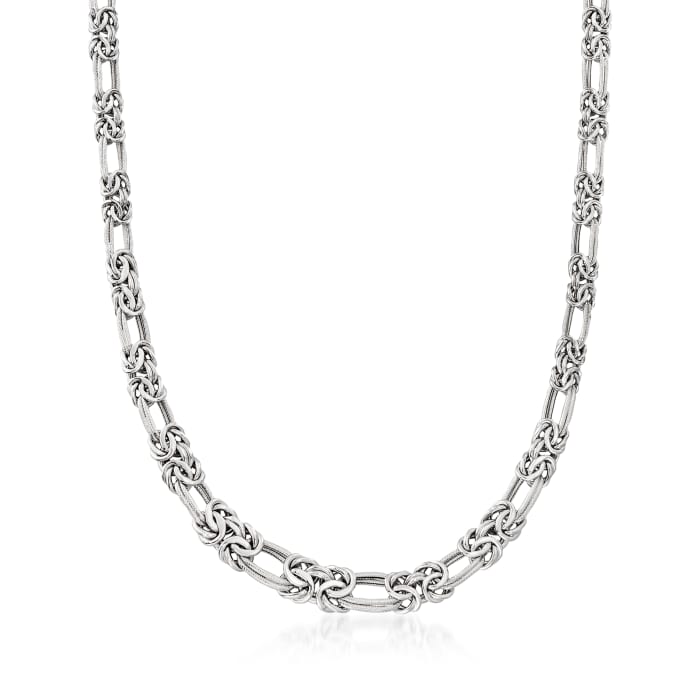Sterling Silver Flat Byzantine Double-Link Necklace