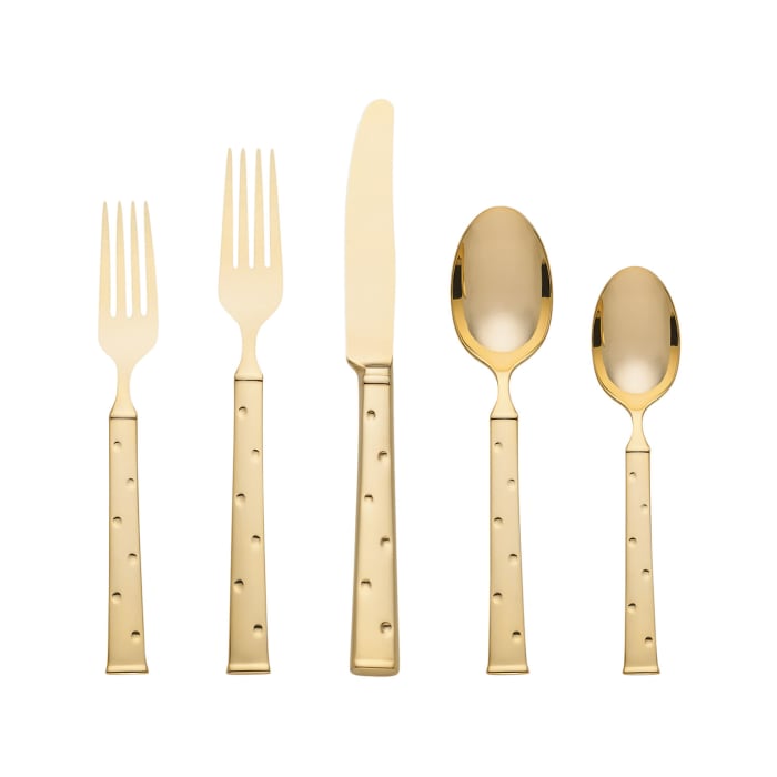 Kate Spade New York &quot;Larabee Dot&quot; Gold 5-pc. 18/10 Stainless Steel Place Setting