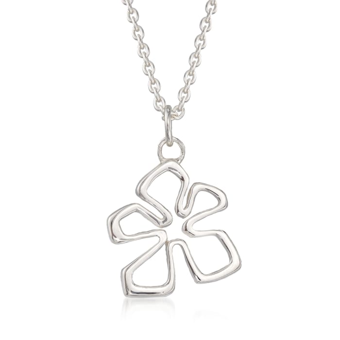 Zina Sterling Silver Small &quot;Tiki&quot; Flower Pendant Necklace