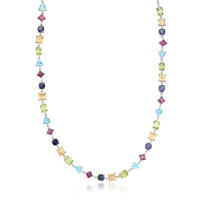 36.75 ct. t.w. Multi-Shaped Multi-Stone Necklace in Sterling Silver ...