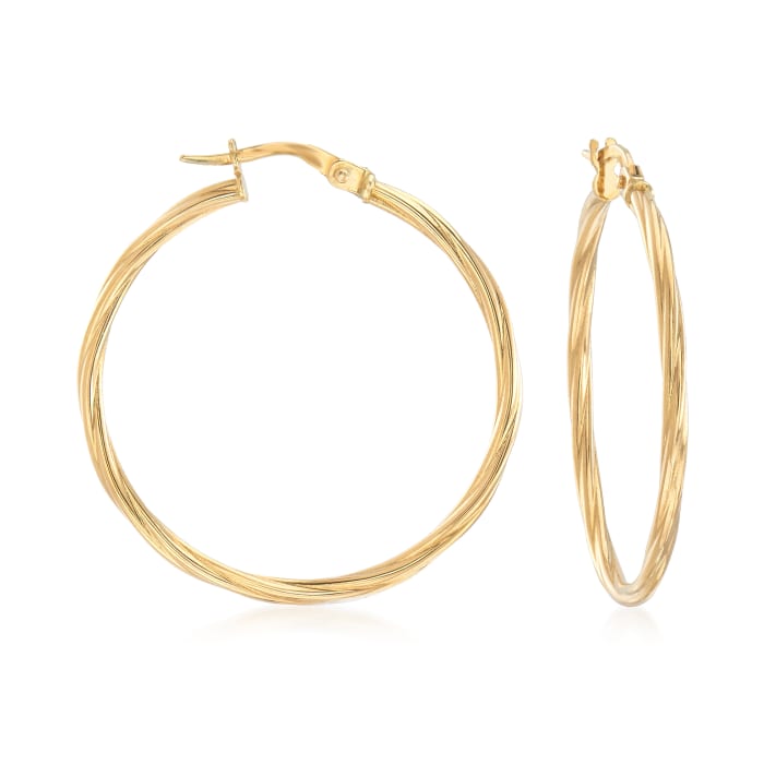 Italian 18kt Yellow Gold Twisted Hoop Earrings