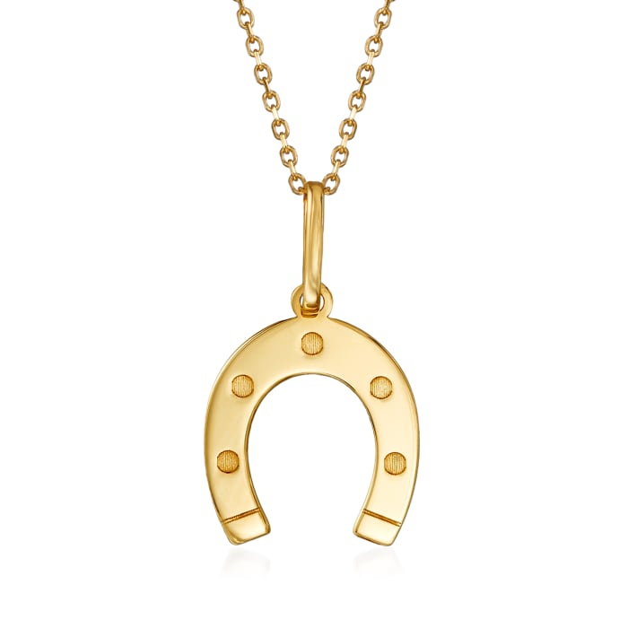 14kt Yellow Gold Horseshoe Pendant Necklace | Ross-Simons
