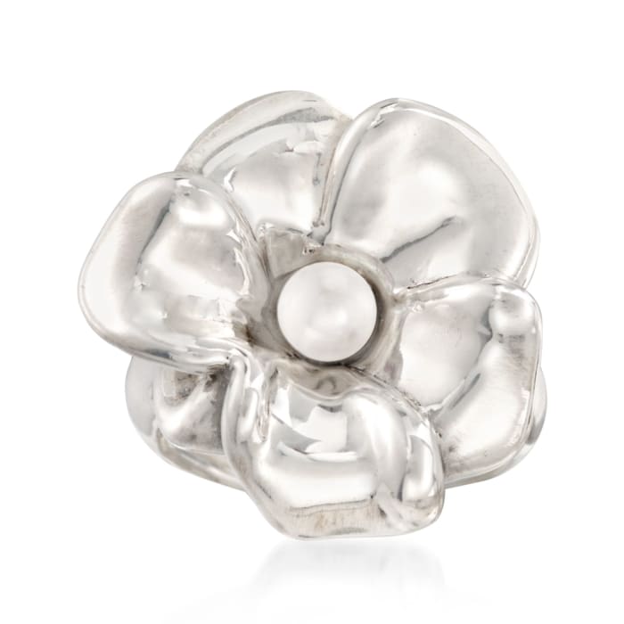 5-5.5mm Cultured Pearl Flower Ring in Sterling Silver