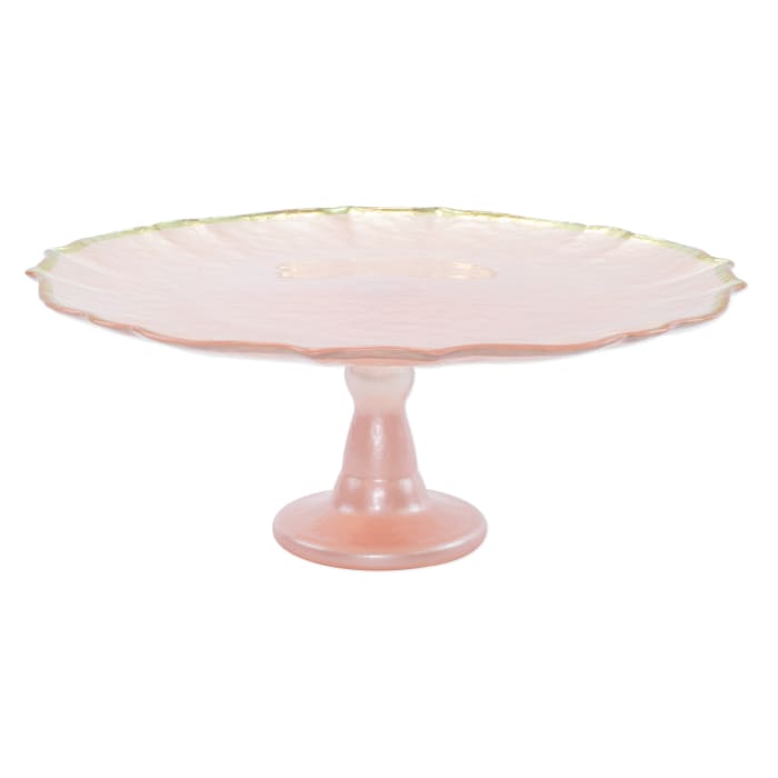 Vietri &quot;Baroque&quot; Pink Glass Cake Stand 