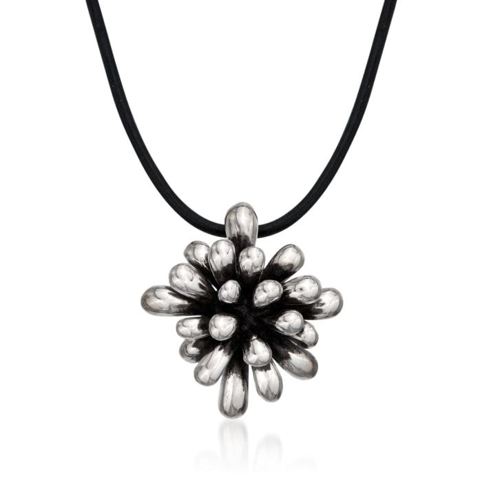 Zina Sterling Silver &quot;Fireworks&quot; Pendant Necklace on Leather Cord