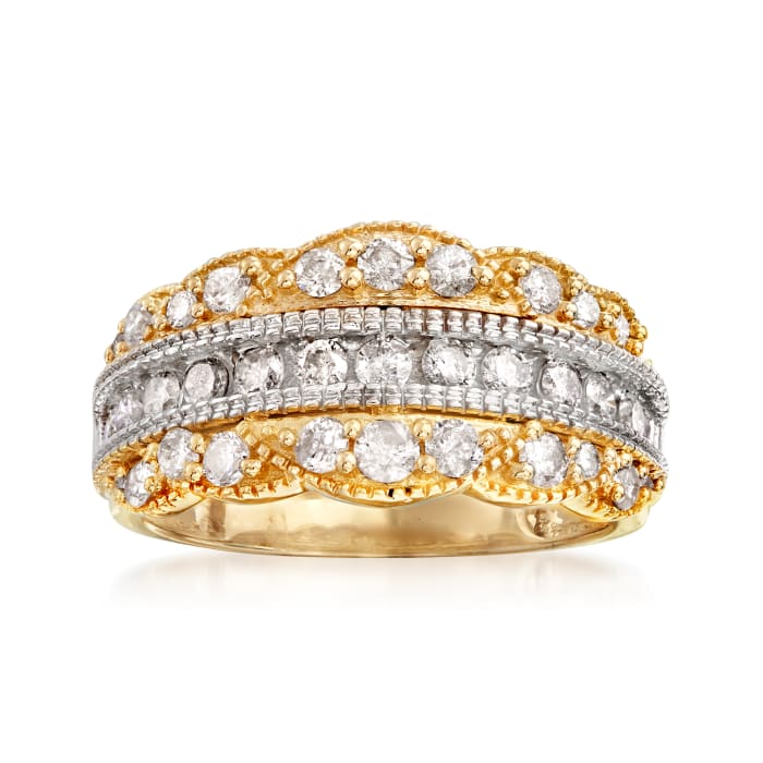 1.00 ct. t.w. Diamond Scalloped Ring in 14kt Two-Tone Gold