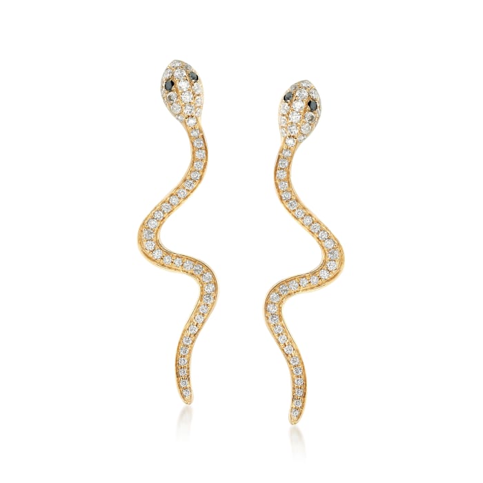 .52 ct. t.w. Diamond Snake Drop Earrings in 14kt Yellow Gold