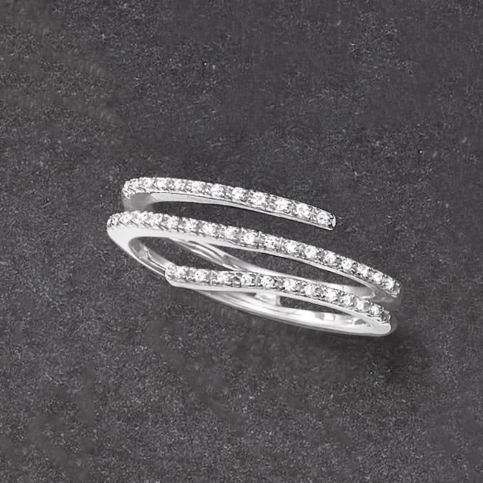 .10 ct. t.w. Diamond Bypass Ring in Sterling Silver | Ross-Simons
