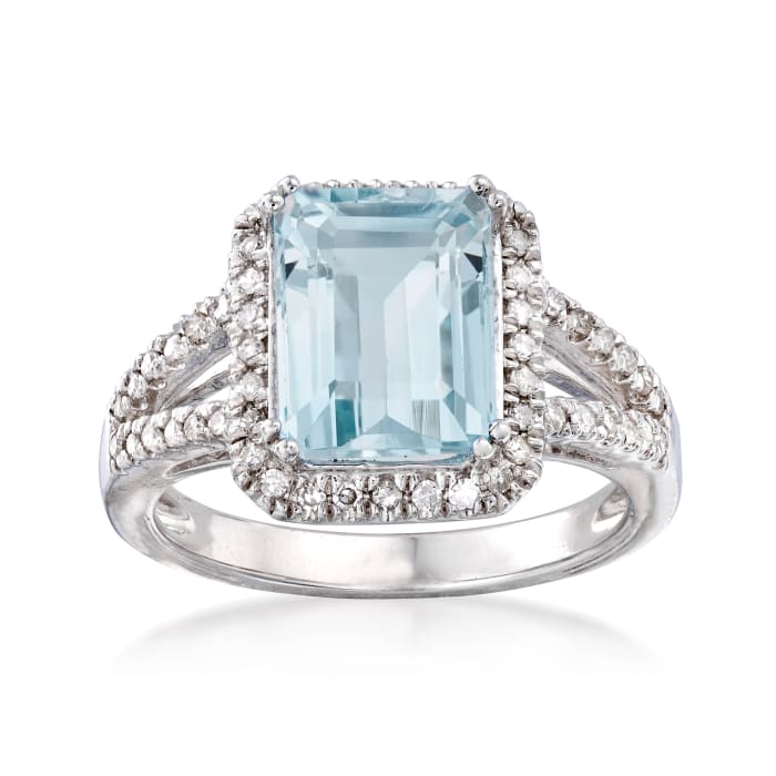 2.95 Carat Aquamarine and .25 ct. t.w. Diamond Ring in Sterling Silver ...