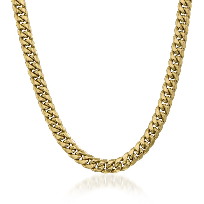 Men's 9.3mm 14kt Yellow Gold Cuban-Link Chain Necklace 