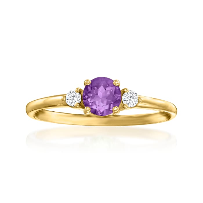 .40 Carat Amethyst and .10 ct. t.w. Diamond Ring in 14kt Yellow Gold