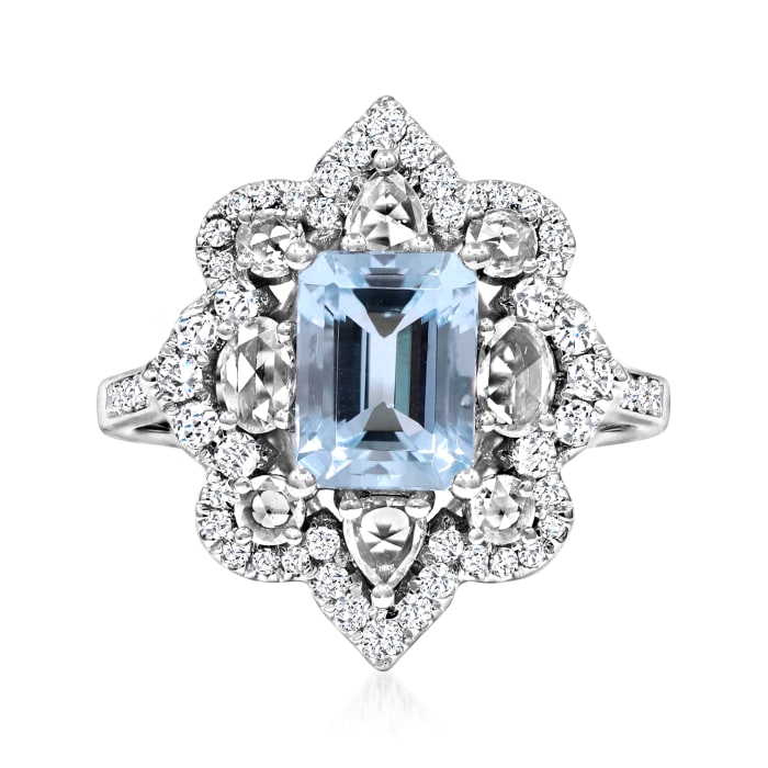 1.50 Carat Aquamarine Ring with .92 ct. t.w. Diamonds in 14kt White ...