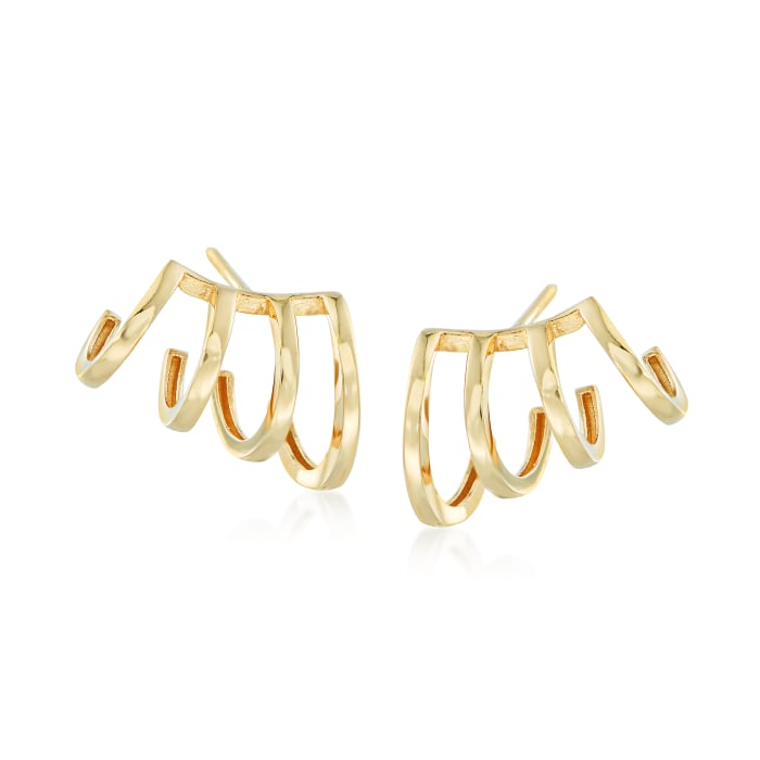 14kt Yellow Gold Four-Row Cuff Earrings