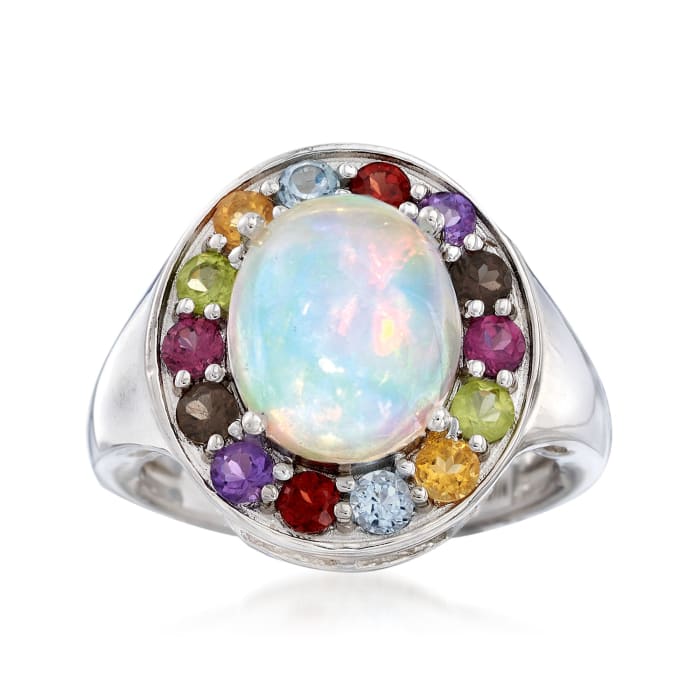 Opal and 1.00 ct. t.w. Multi-Stone Ring in Sterling Silver