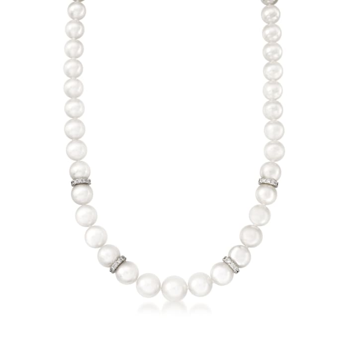 Mikimoto 7-9mm A1 Akoya Pearl Graduated Necklace with Diamonds and 18kt White Gold