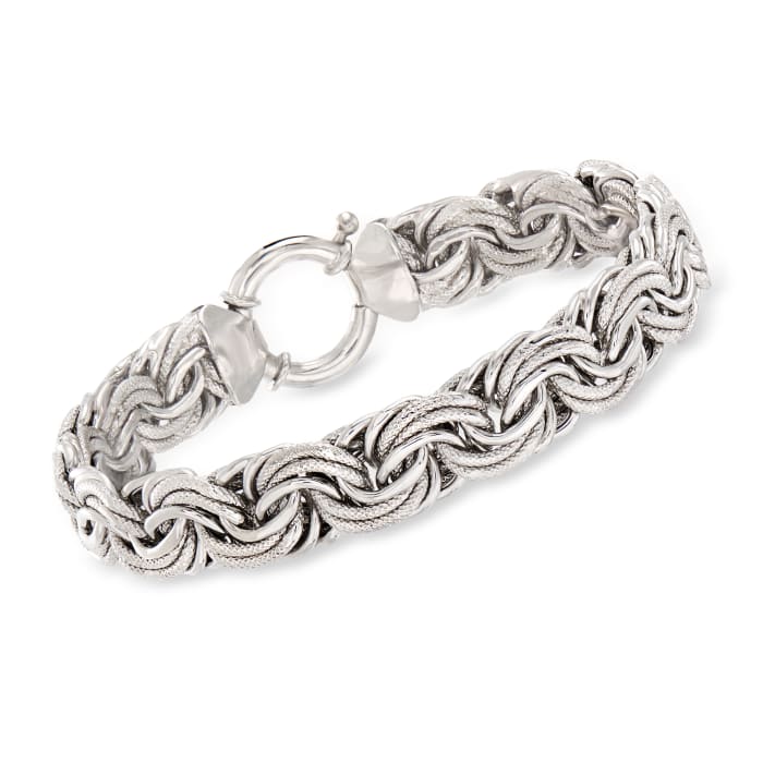 Sterling Silver Large Rosette-Link Bracelet