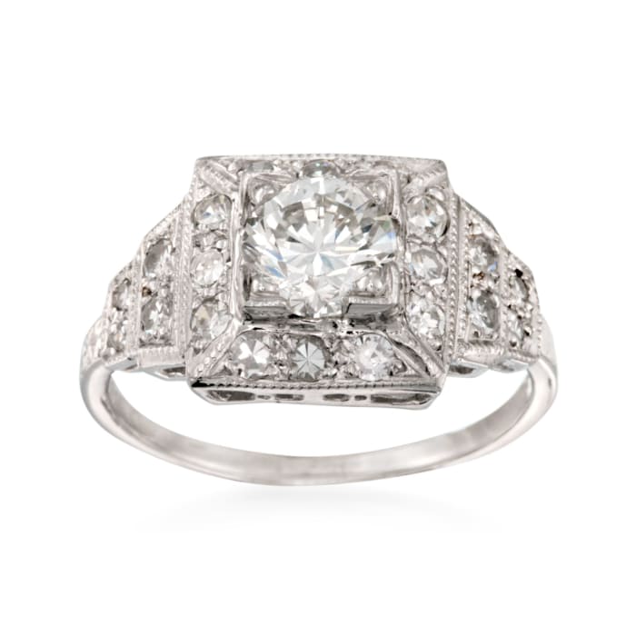 C. 2000 Vintage 1.40 ct. t.w. Certified Diamond Engagement Ring in Platinum