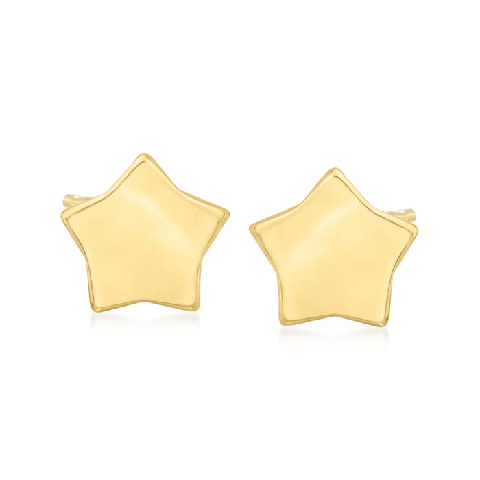 14kt Yellow Gold Puffed Star Stud Earrings