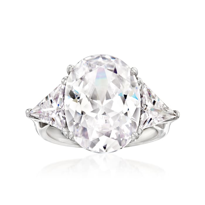 10.00 ct. t.w. Oval and Trillion-Cut CZ Ring in Sterling Silver