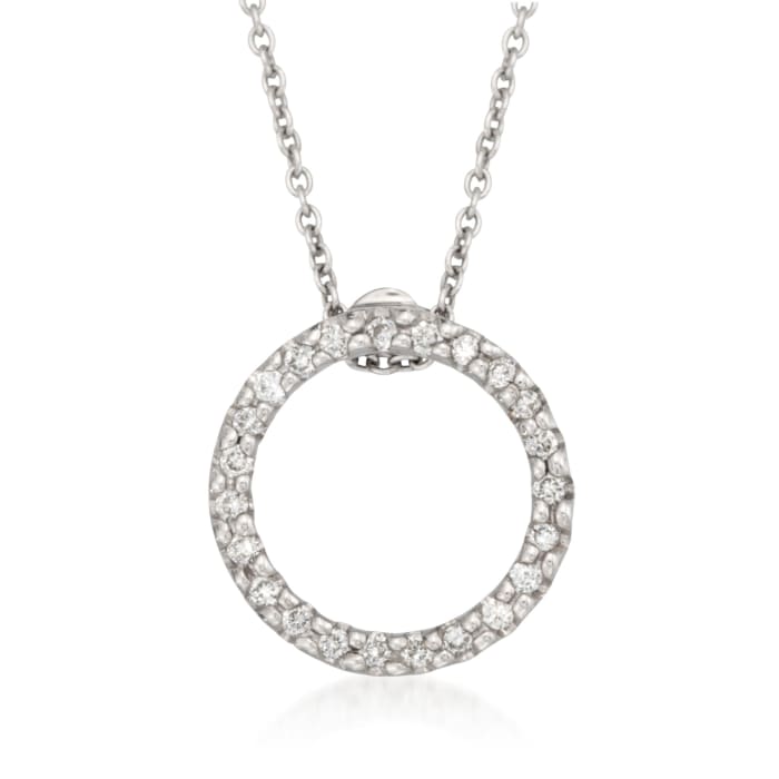 Roberto Coin .10 ct. t.w. Diamond Open Circle Pendant Necklace in 18kt White Gold